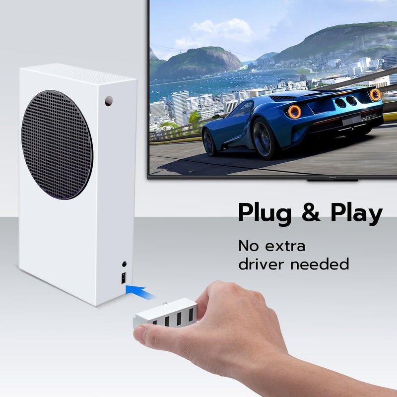 Mcbazel 4 Ports USB Hub 2.0 for Xbox Series S, Portable High Speed USB Hub Splitter Expansion Adapter Accessories Compatible with Xbox Series S Console Only - White - Image 5